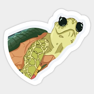 Cute Cartoon turtle With Grass And Flowers, Tortoise Lovers Sticker